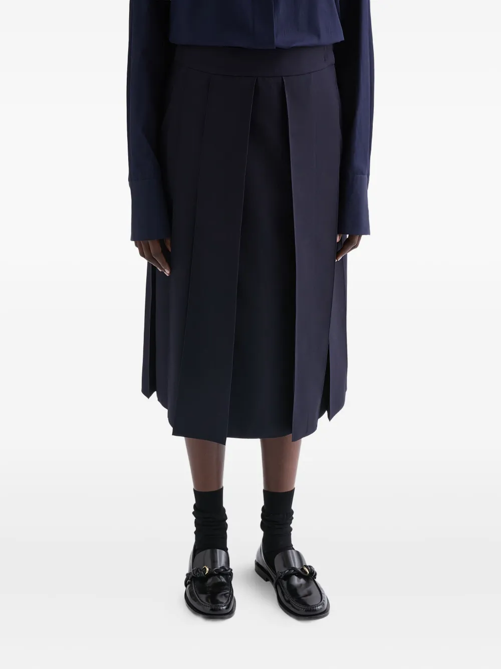 Jil Sander Plooirok met geplooide voorkant Blauw