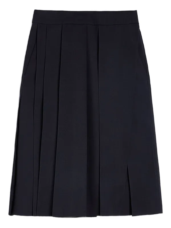 Jil Sander Wool Gabardine Pleated Skirt in Blue