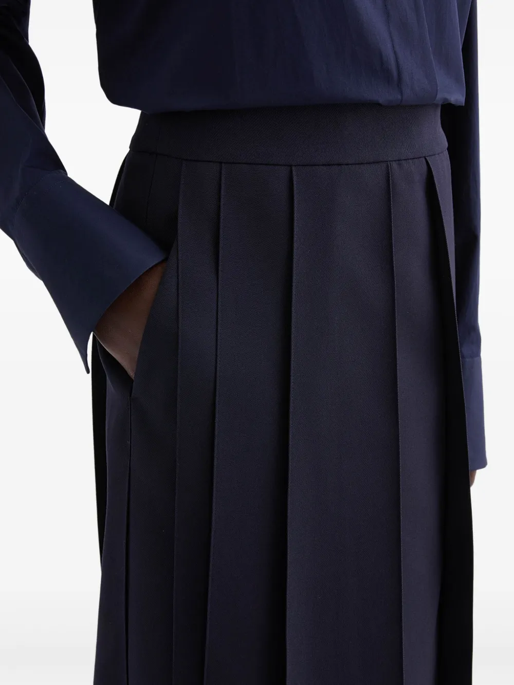 Jil Sander Plooirok met geplooide voorkant Blauw
