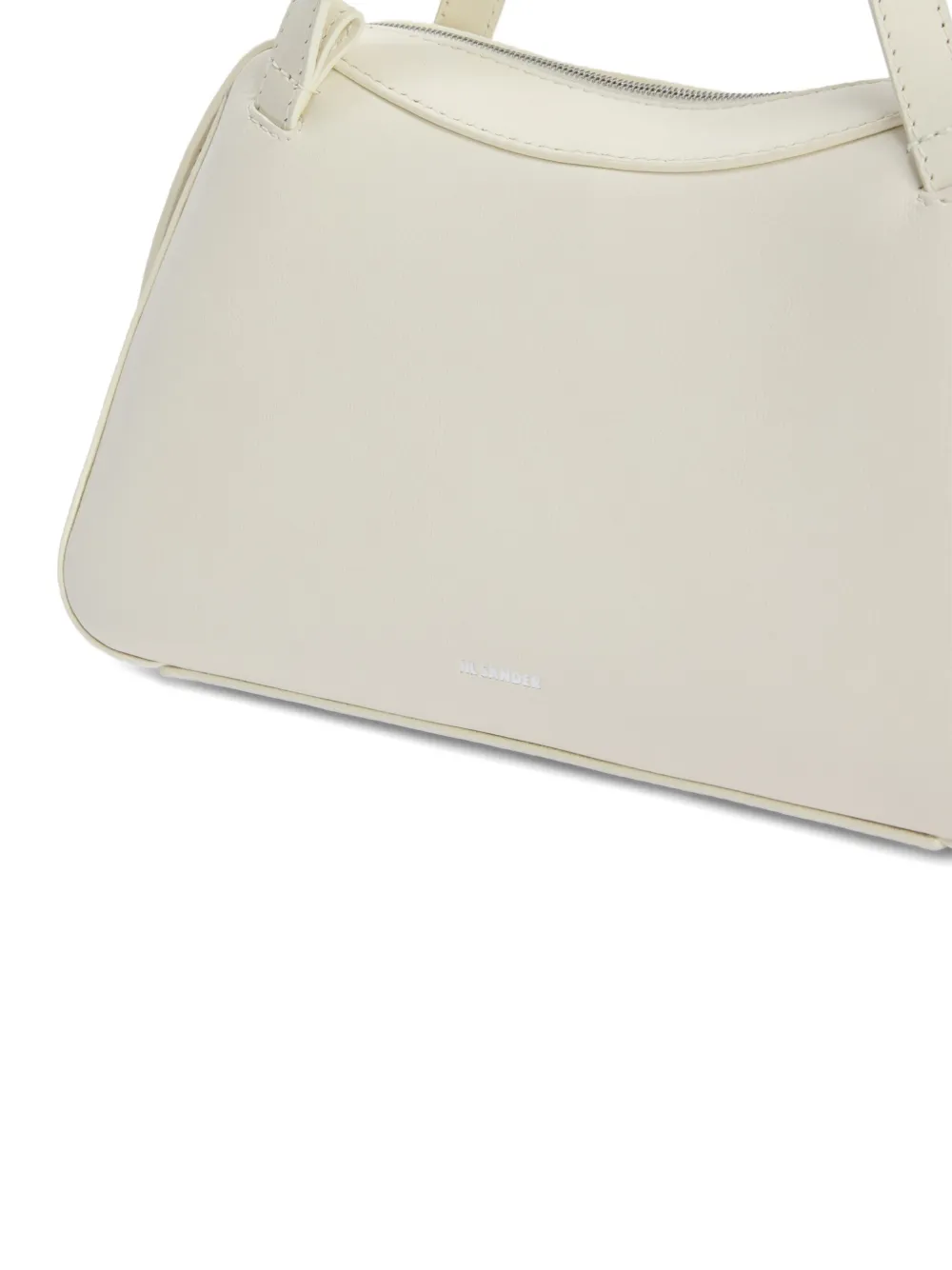 Jil Sander Embossed Logo Dune Leather Shoulder Bag In Neutral