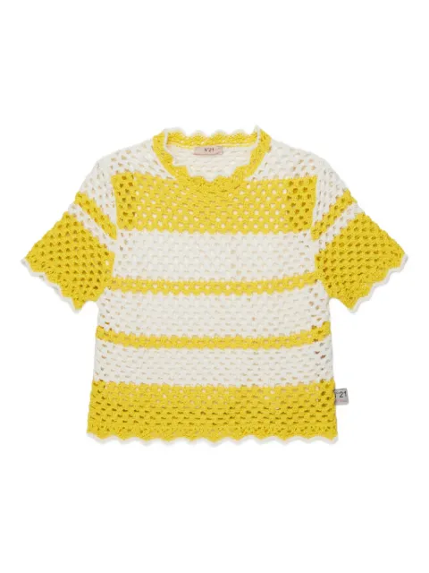 Nº21 Kids t-shirt rayé à bords festonnés