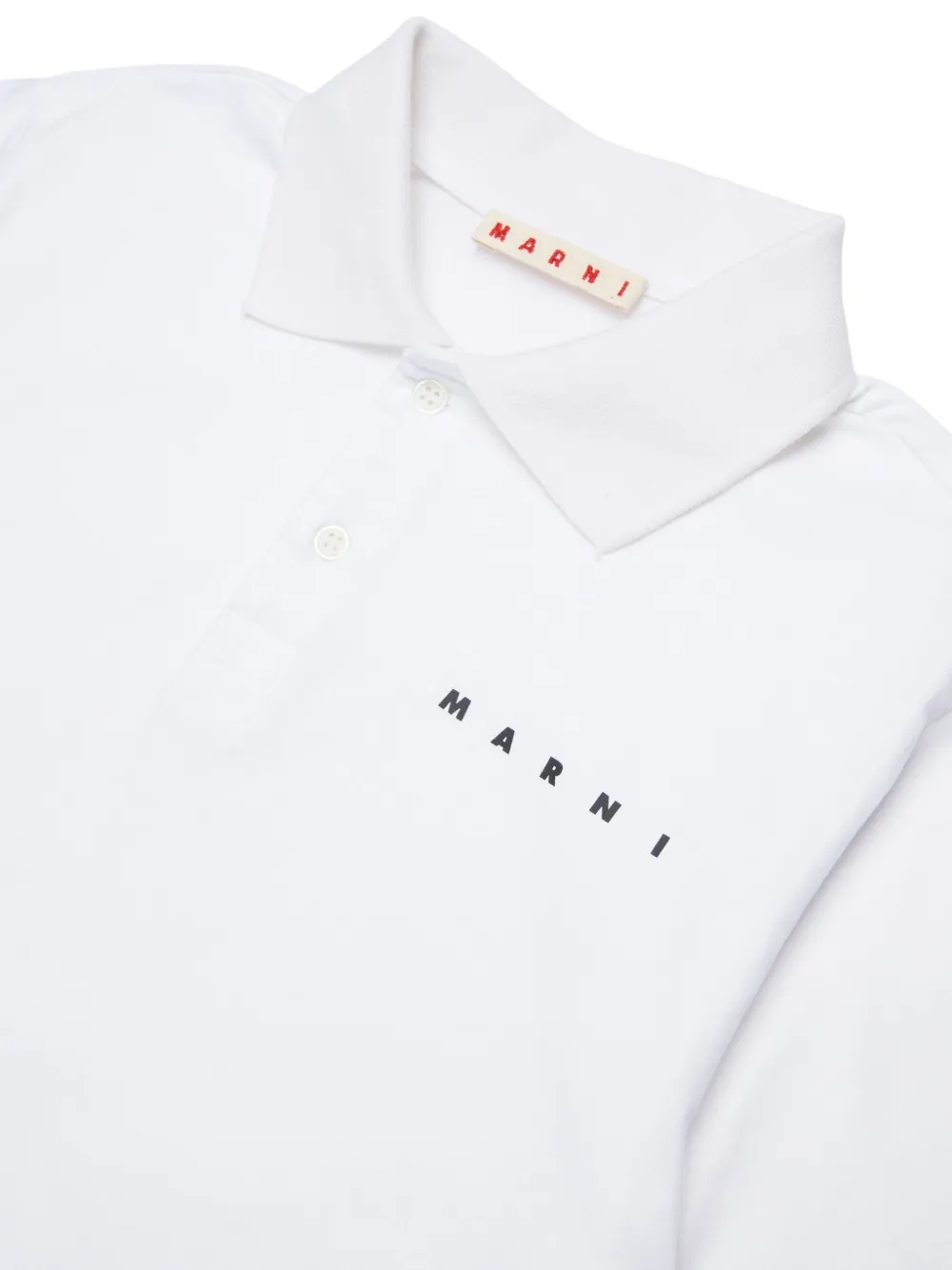 Marni Logo-embroidered Polo Shirt In White