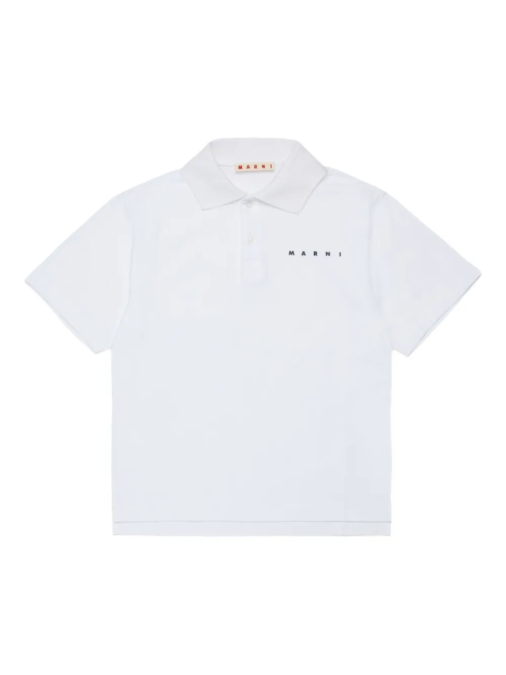 Marni Logo-embroidered Polo Shirt In White