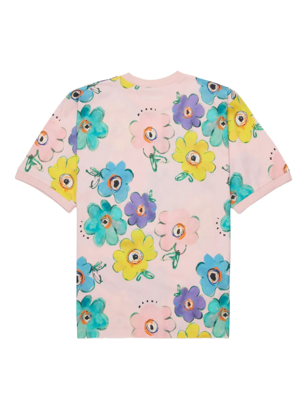 Marni Kids T-shirt met bloemenpatroon en korte mouwen Roze
