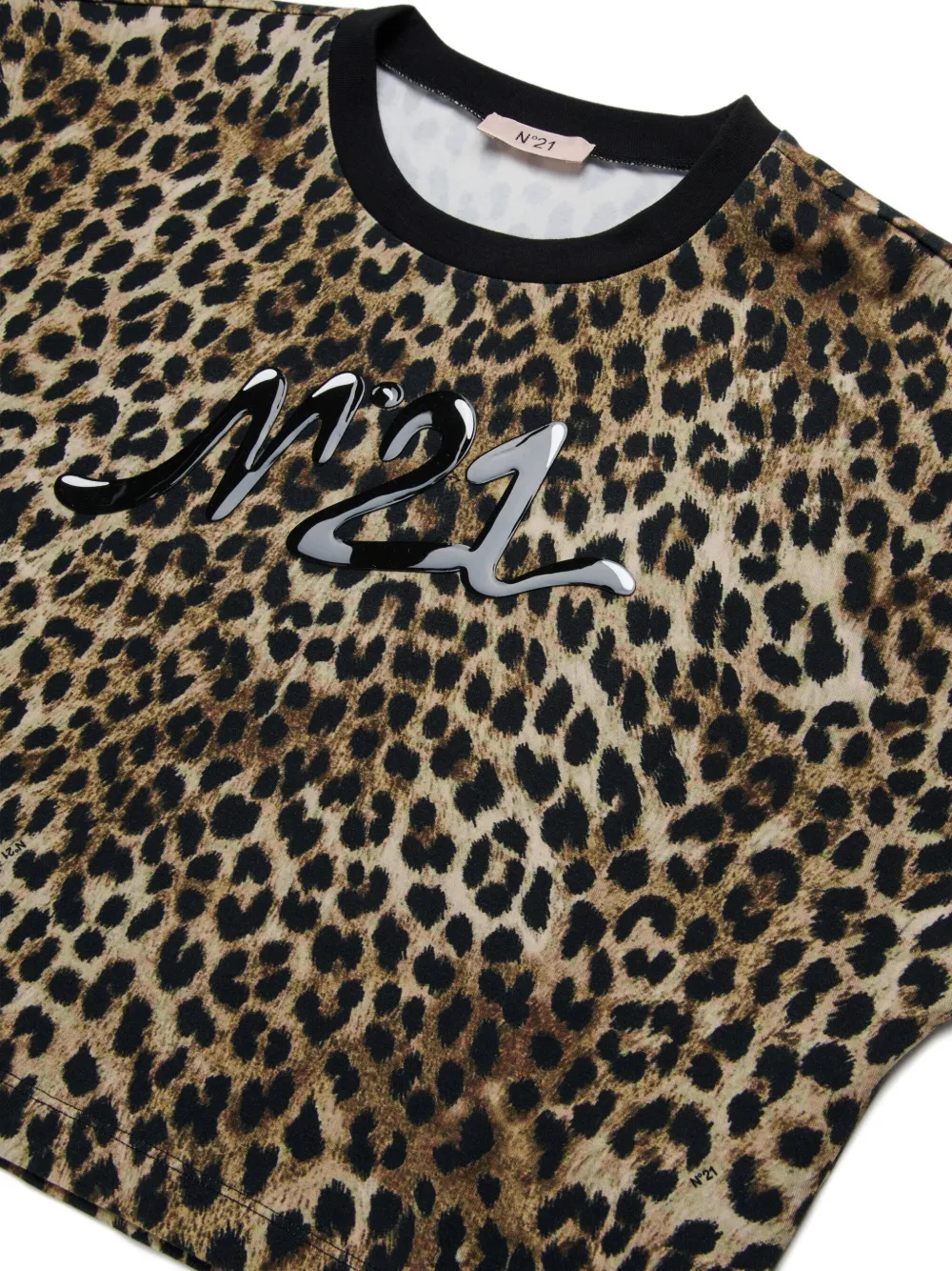  Nº21 Kids Leopard-print Logo T-shirt - Brown 