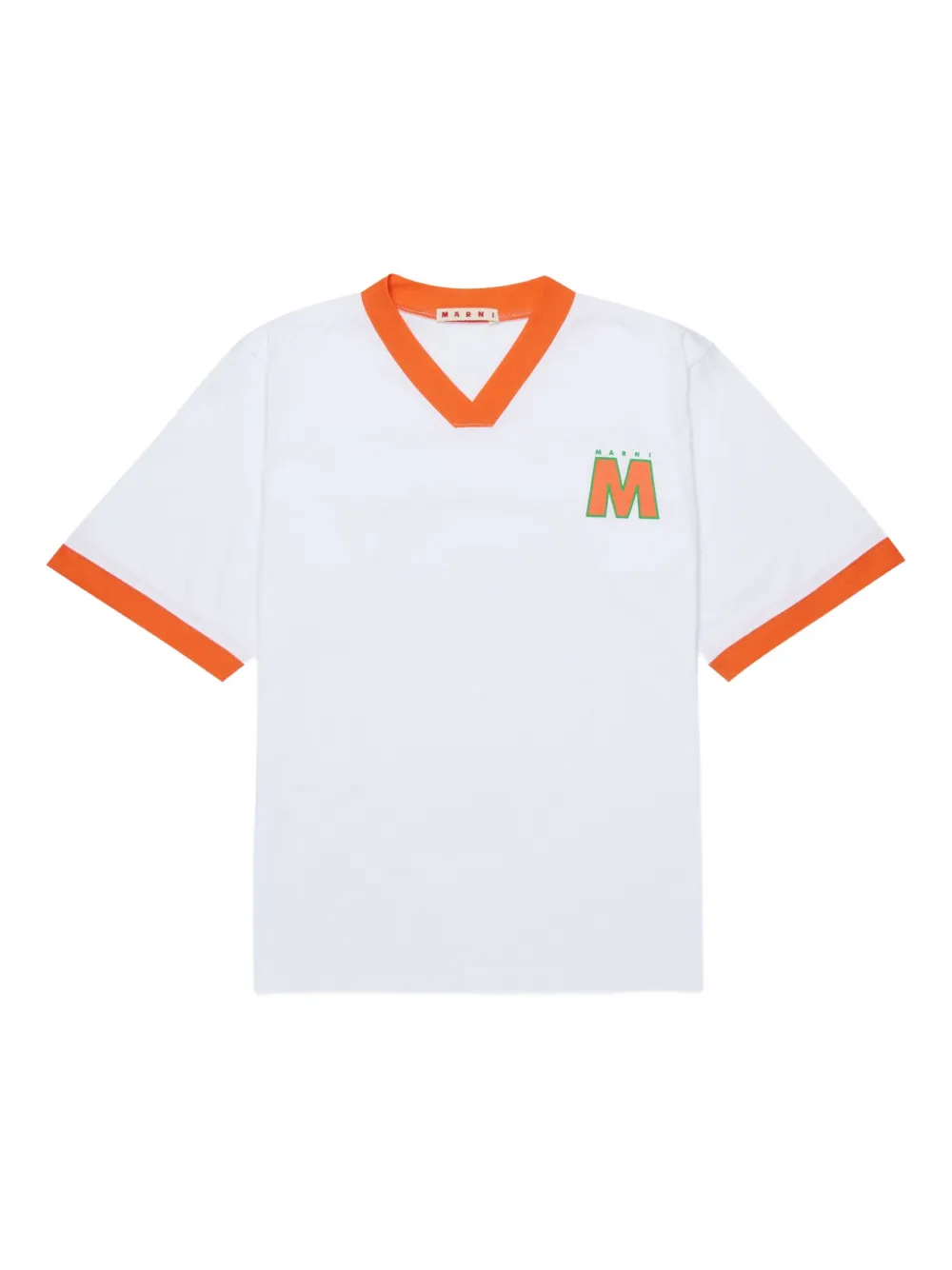 Marni Kids T-shirt con logo e scollo a V - Bianco