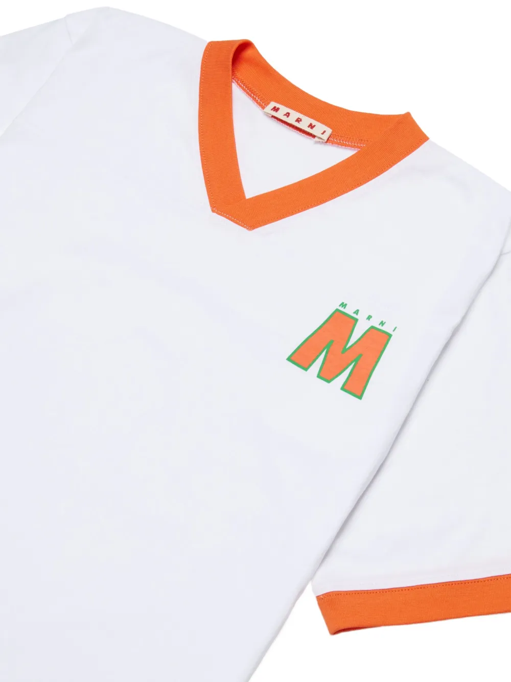 Marni Kids T-shirt met V-hals en logo Wit