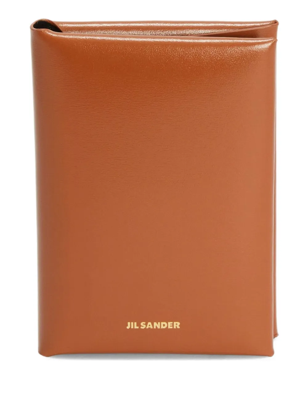 Jil Sander Embossed Logo Folded Passport Holder In Brown