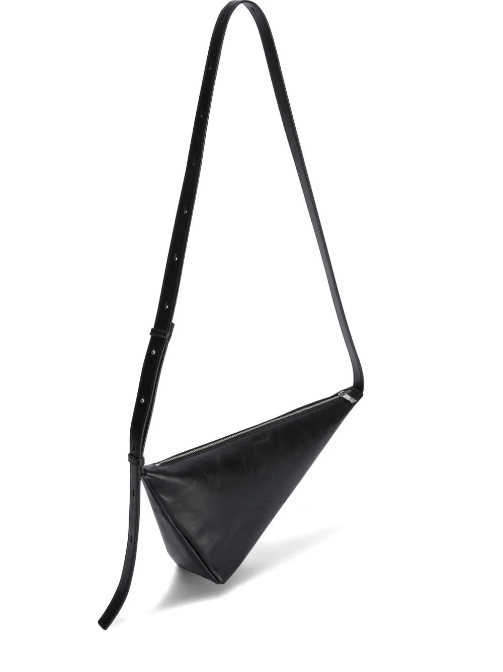 Jil Sander embossed triangular leather crossbody bag - Nero