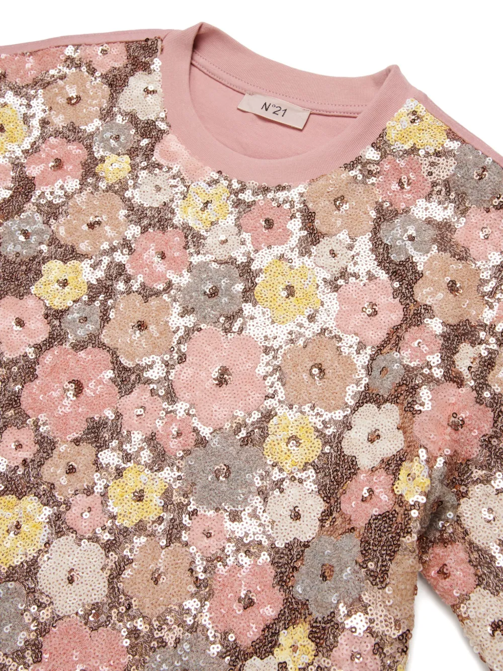  Nº21 Kids Sequin-embellished Floral T-shirt - Pink 