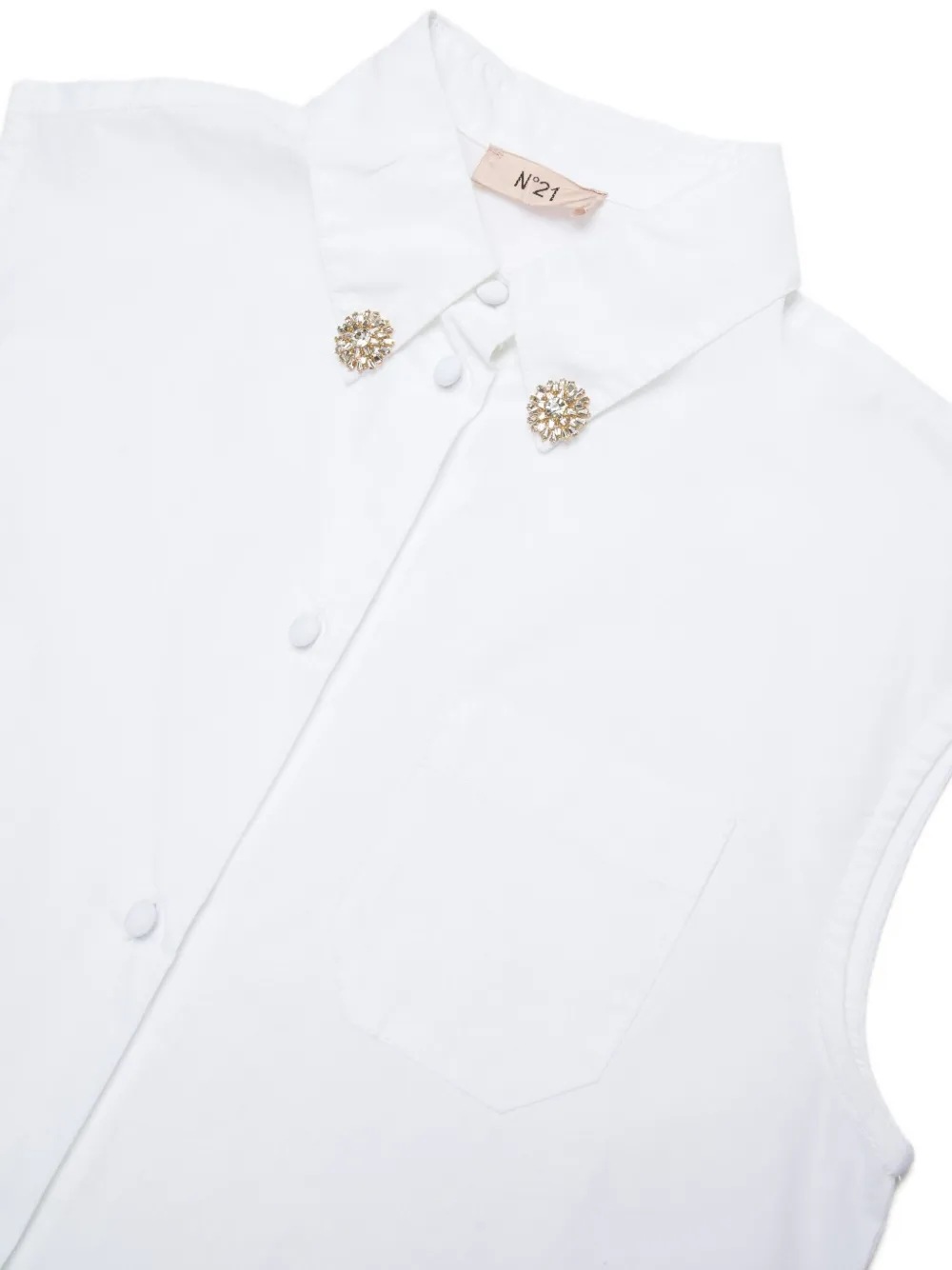 N°21 Embellished Sleeveless Shirt In White