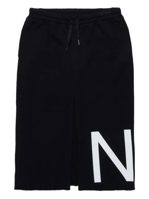 Nº21 Kids drawstring raw-edge skirt