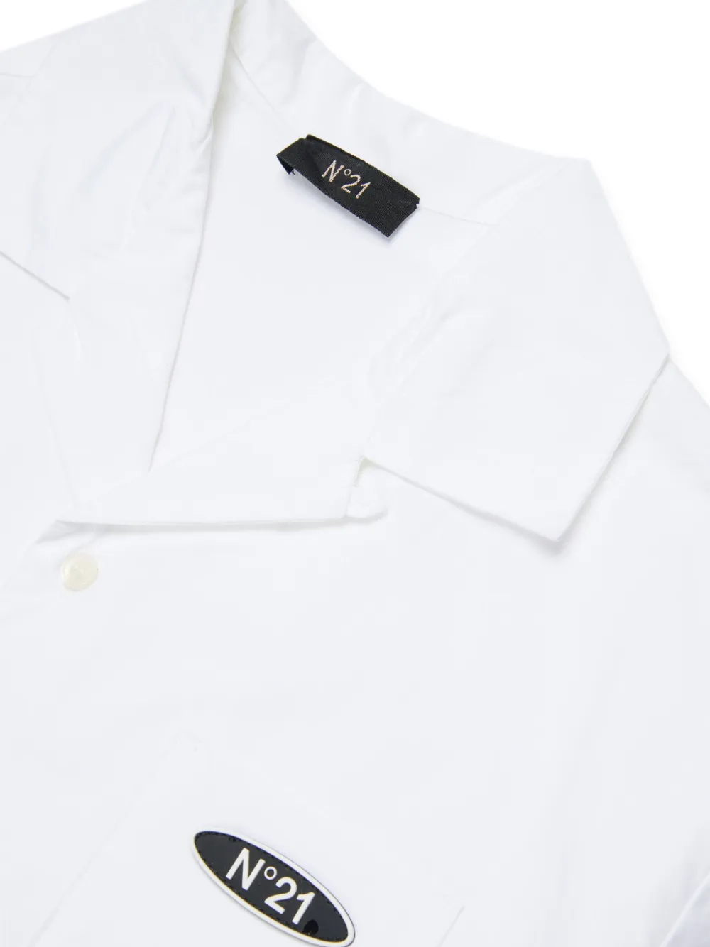 N°21 N21 Kids Logo Plaque Short-sleeved Shirt In White