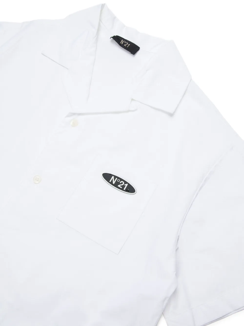 N°21 N21 Kids Logo Plaque Short-sleeved Shirt In White