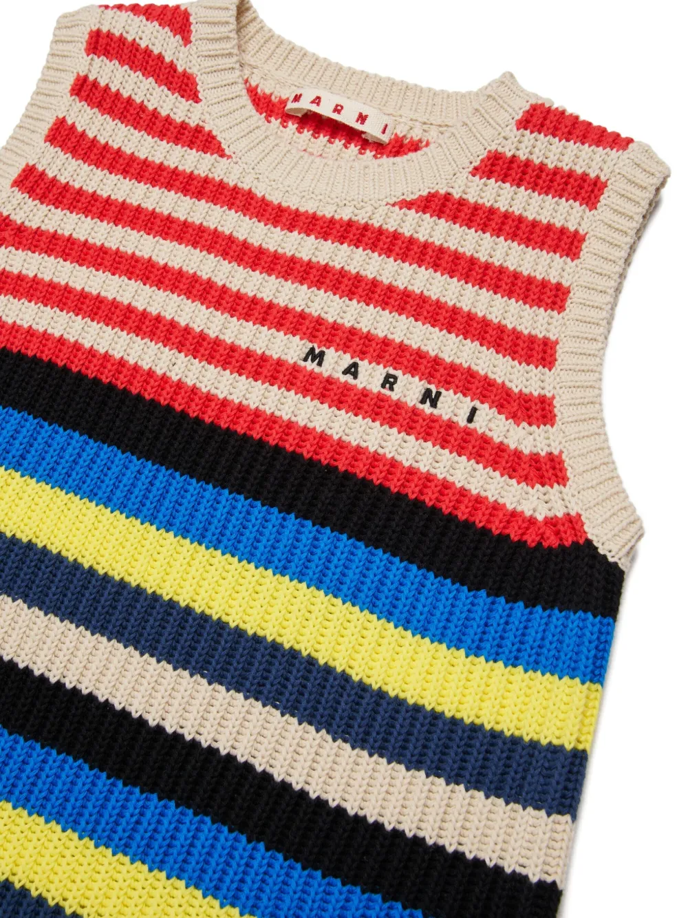 Marni Kids Gestreepte jurk Beige