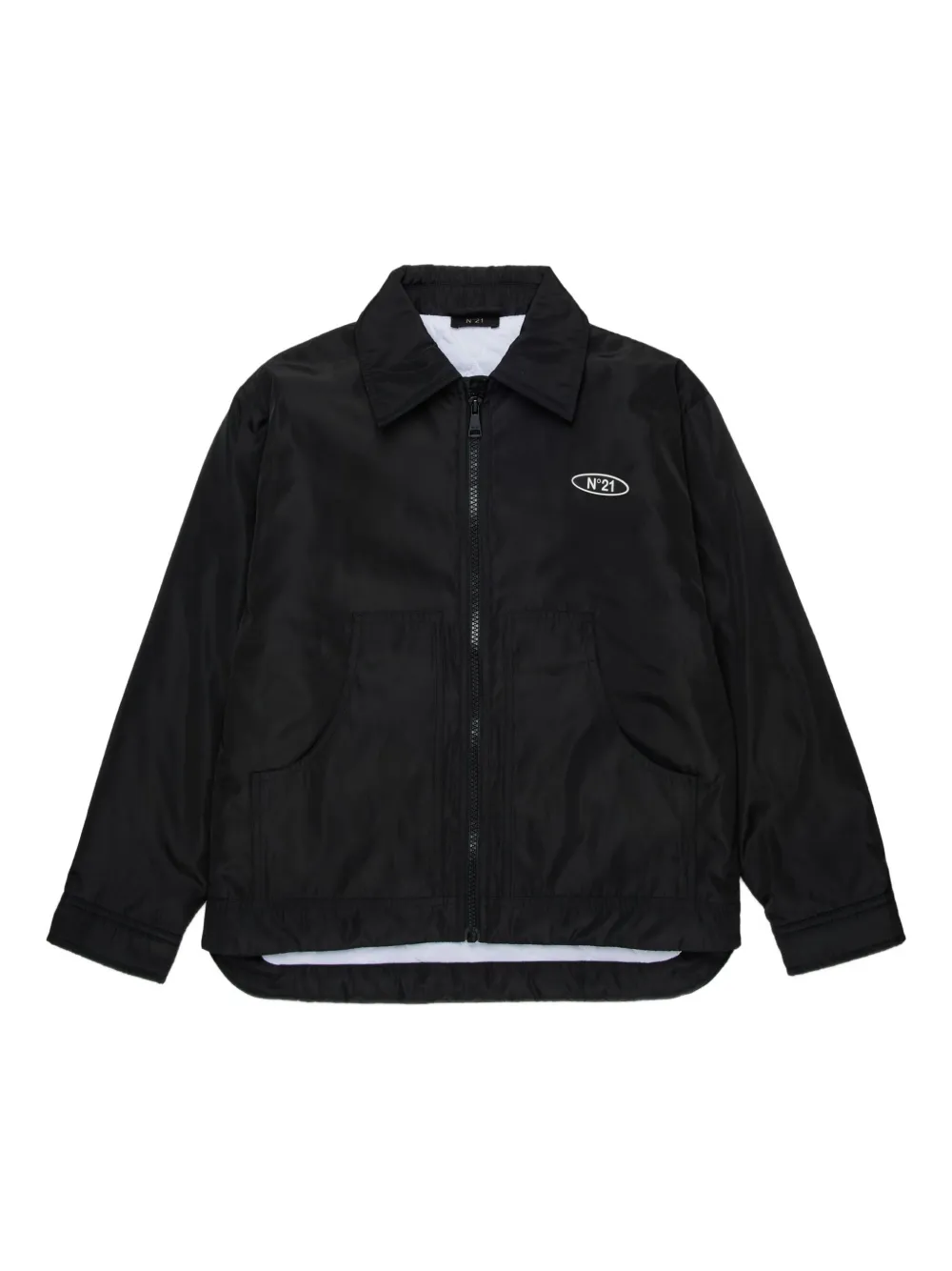 Nº21 Kids logo zip bomber jacket - Nero