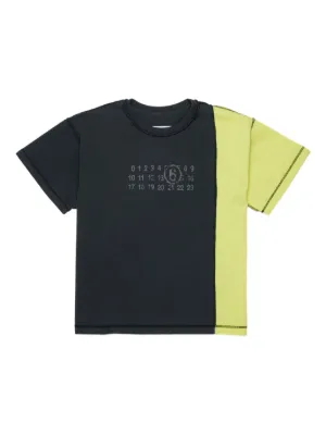 MM6 Maison Margiela キッズロゴプリント クロップドTシャツ MM6 Maison Margiela Kids ロゴ Tシャツ セット | ブルー | FARFETCH JP