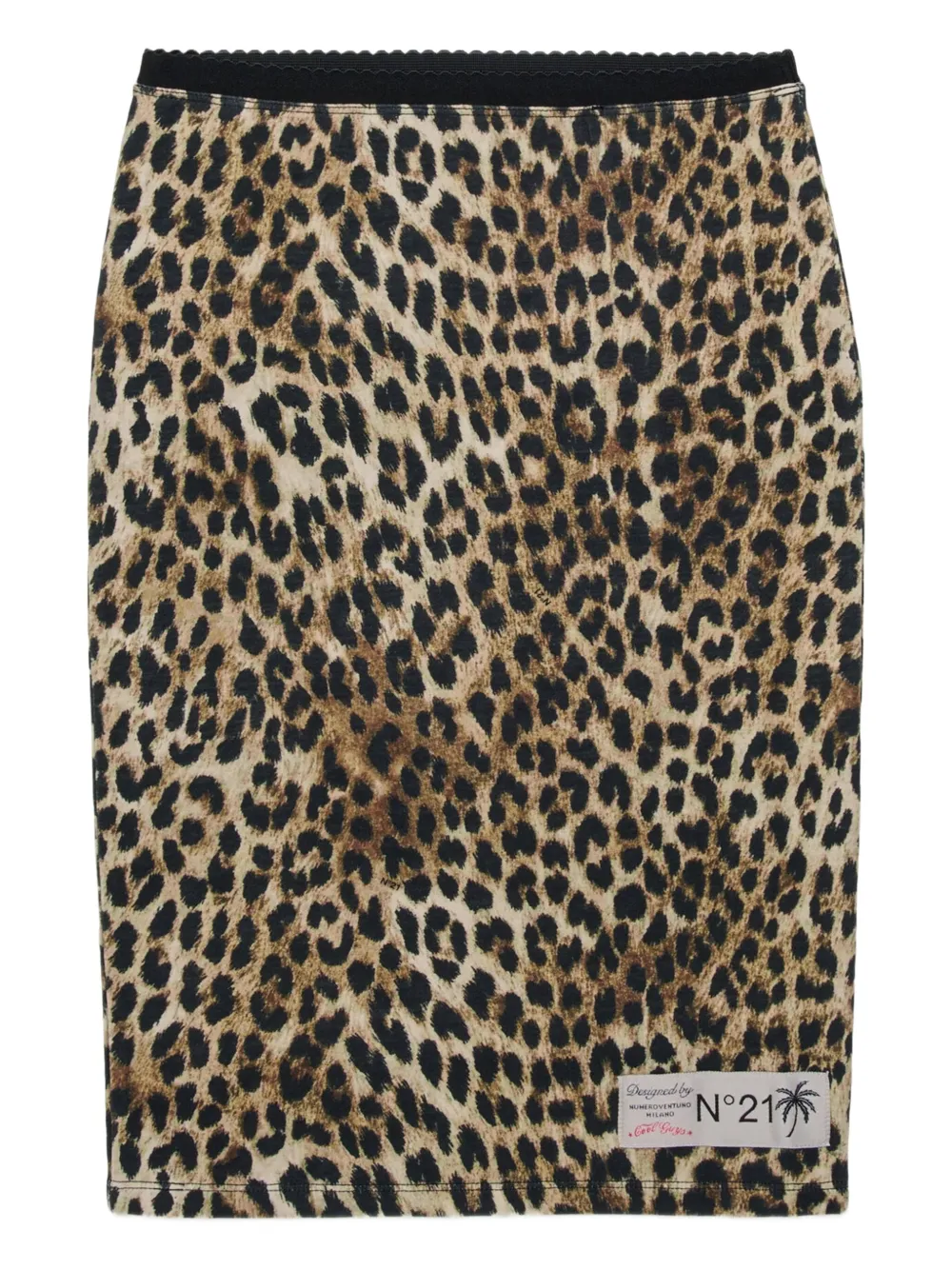 Nº21 Kids Gonna midi con stampa animalier e logo - Marrone