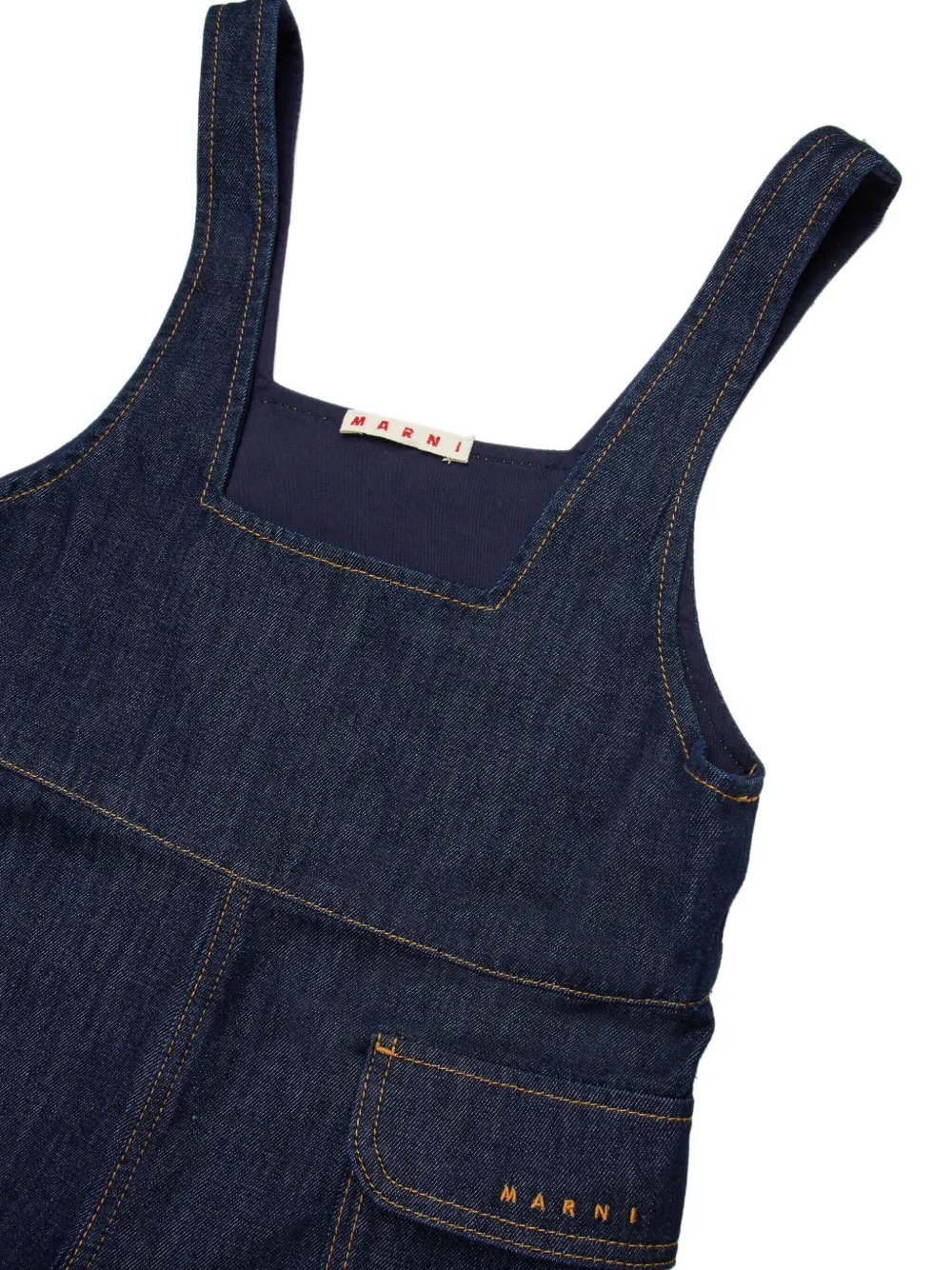  Marni Kids Pocket Sleeveless Dungarees - Blue 