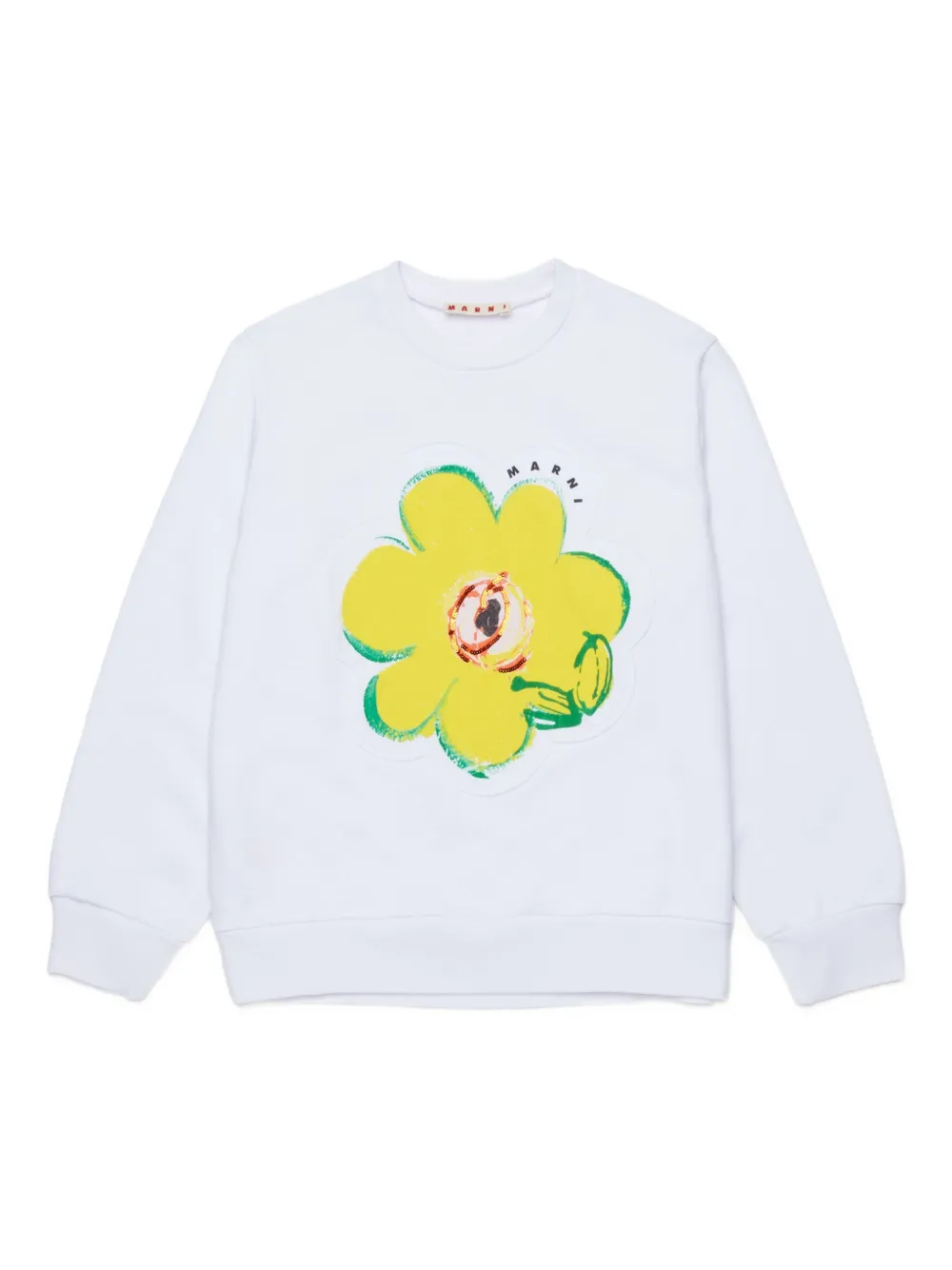 Marni Kids sequin flower sweatshirt | White | Image 1