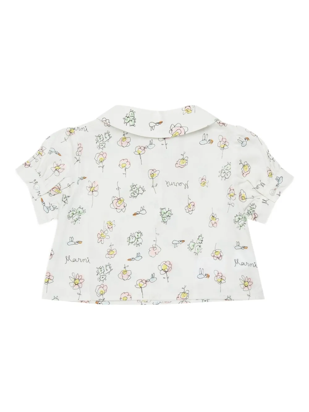 Marni Kids Shirt met bloemenpatroon en korte mouwen Wit