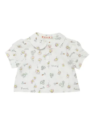 Marni Kids floral-pattern short-sleeve Shirt | White | FARFETCH