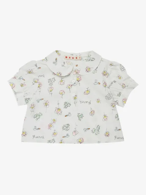 Marni Kids floral-pattern short-sleeve shirt