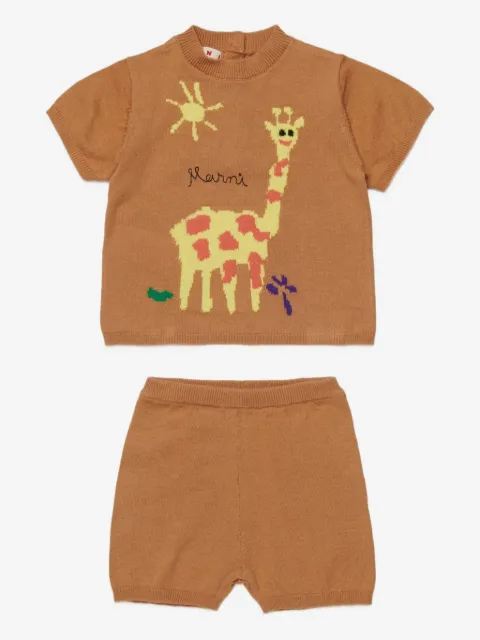 Marni Kids giraffe-motif short set