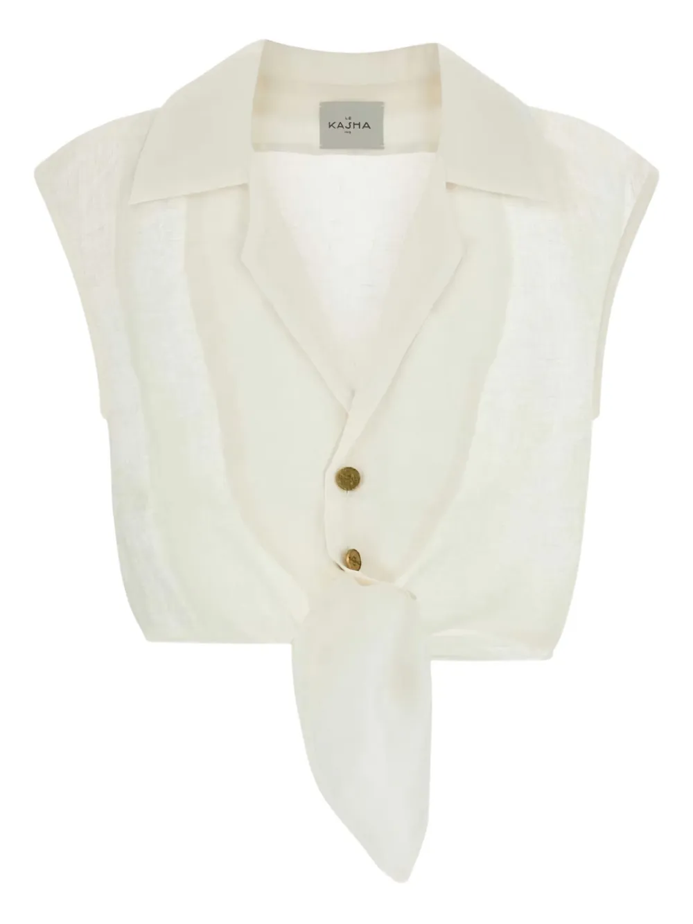 Le Kasha Sanabo V-neck Blouse In White