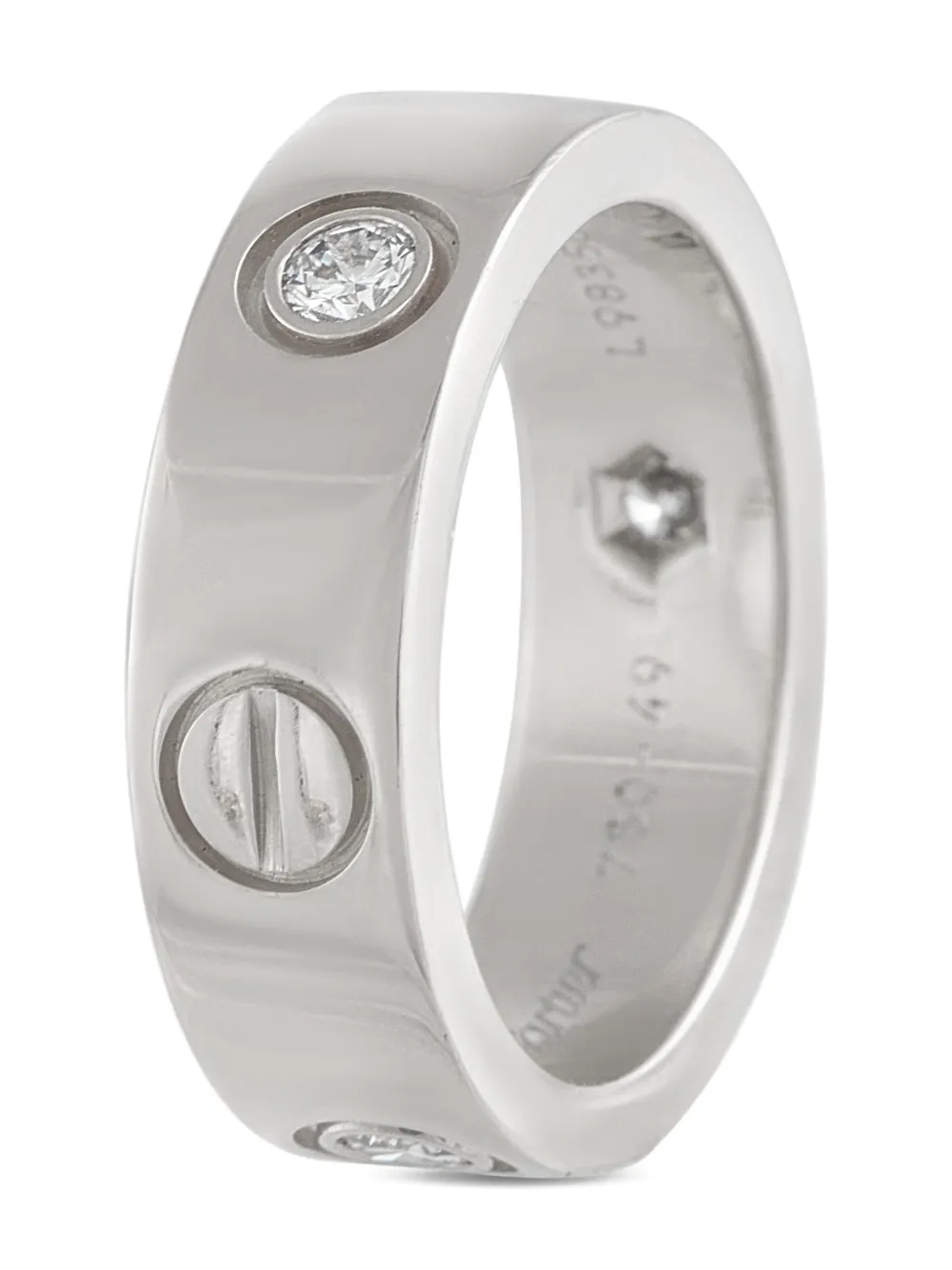 Pre-owned Cartier 18k White Gold Love Diamond Ring In Silver