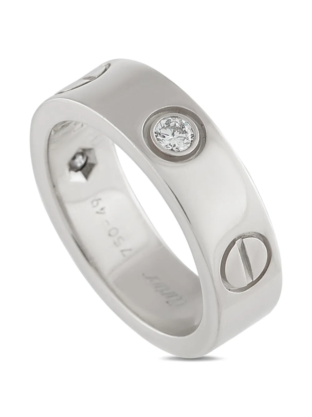 Pre-owned Cartier 18k White Gold Love Diamond Ring In Silver