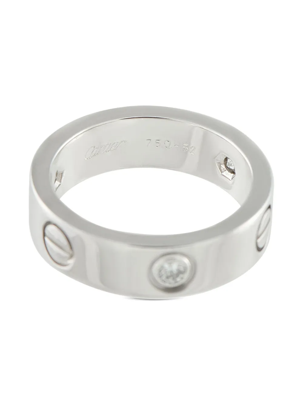 Pre-owned Cartier 18k White Gold Love Diamond Ring In Silver