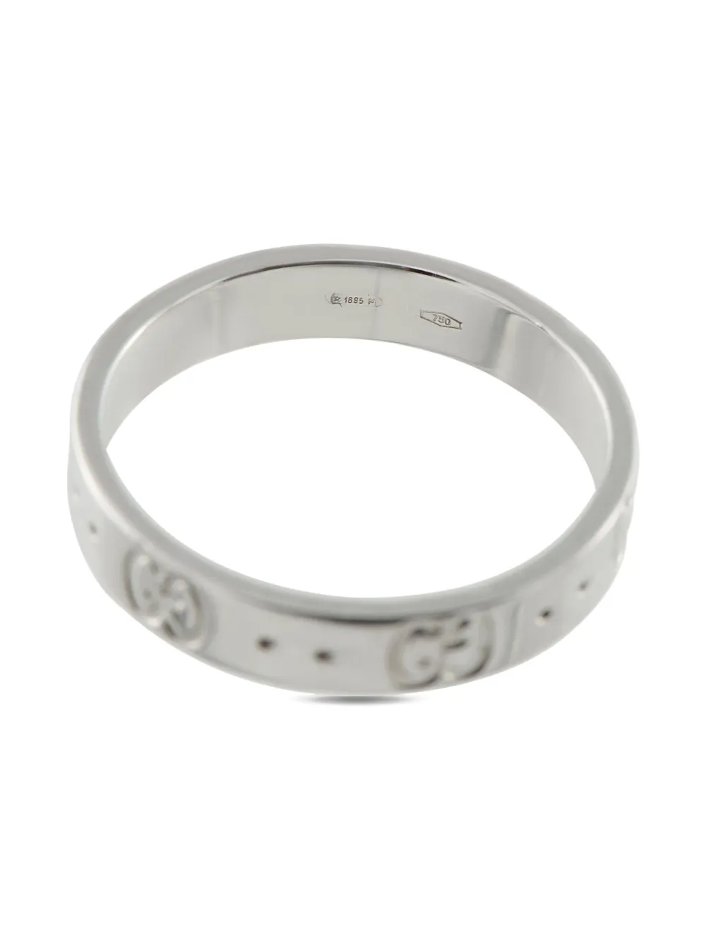Pre-owned Gucci 18k White Gold Icon Ring In Silver