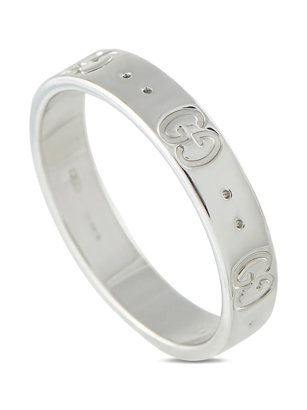 Pre-owned Gucci 18k White Gold Icon Ring In Silver
