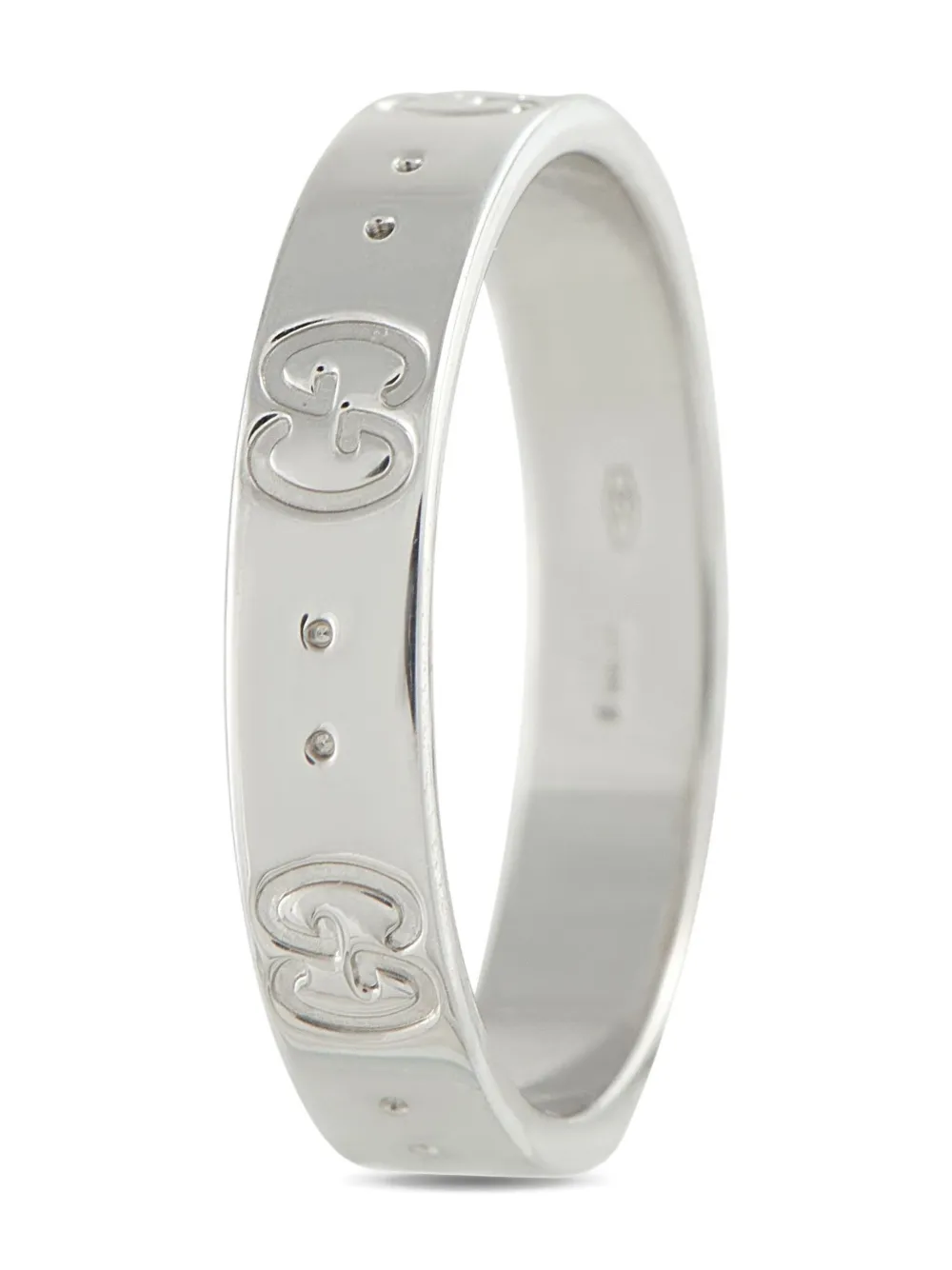 Pre-owned Gucci 18k White Gold Icon Ring In Silver
