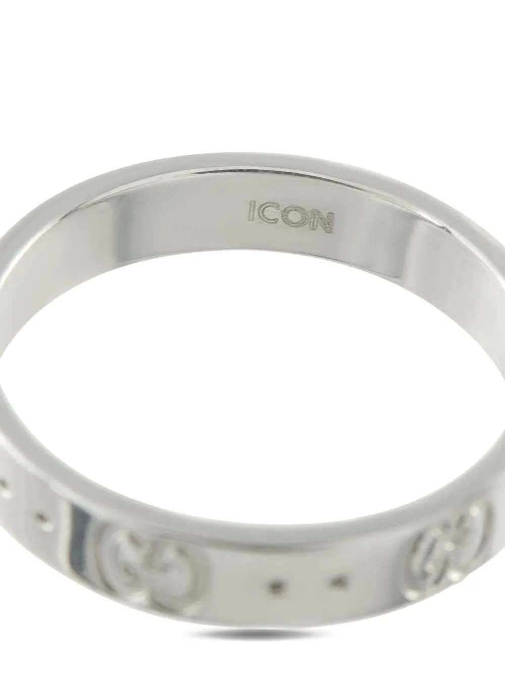 Pre-owned Gucci 18k White Gold Icon Ring In Silver
