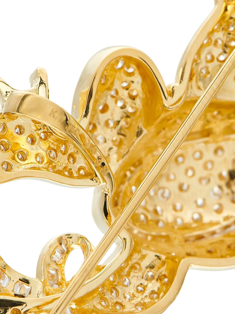 Pre-owned Lb Exclusive 18k Yellow Gold Diamond Frog Brooch