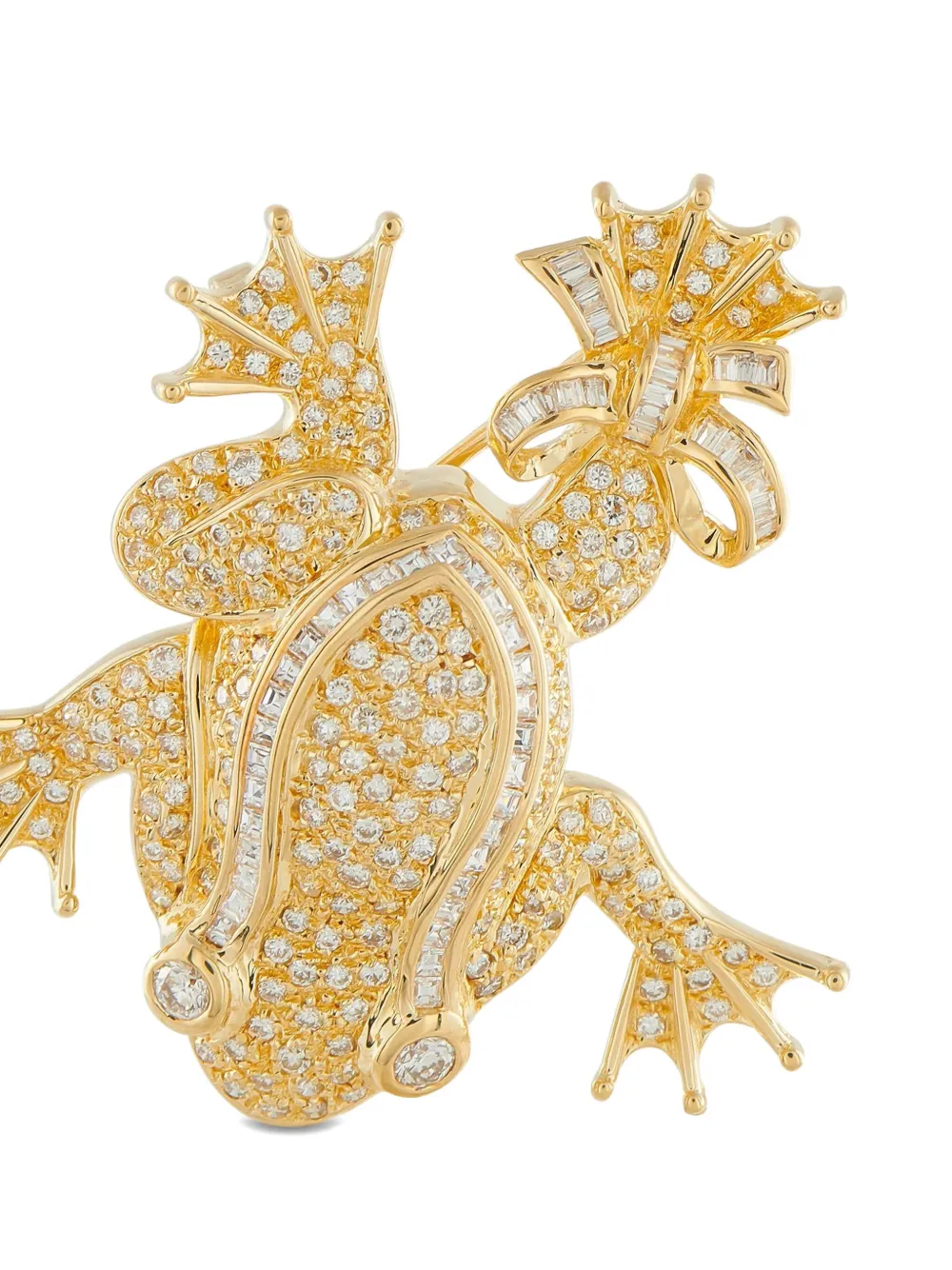 Pre-owned Lb Exclusive 18k Yellow Gold Diamond Frog Brooch