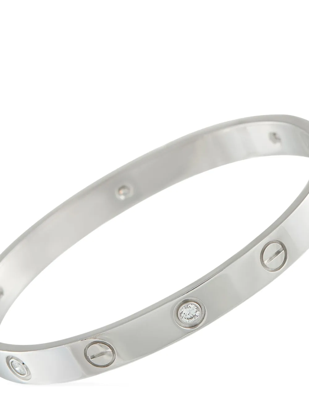 Pre-owned Cartier 18k White Gold Love Diamond Bracelet In Silver