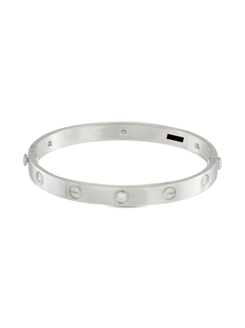 Pre-owned Cartier 18k White Gold Love Diamond Bracelet In Silver
