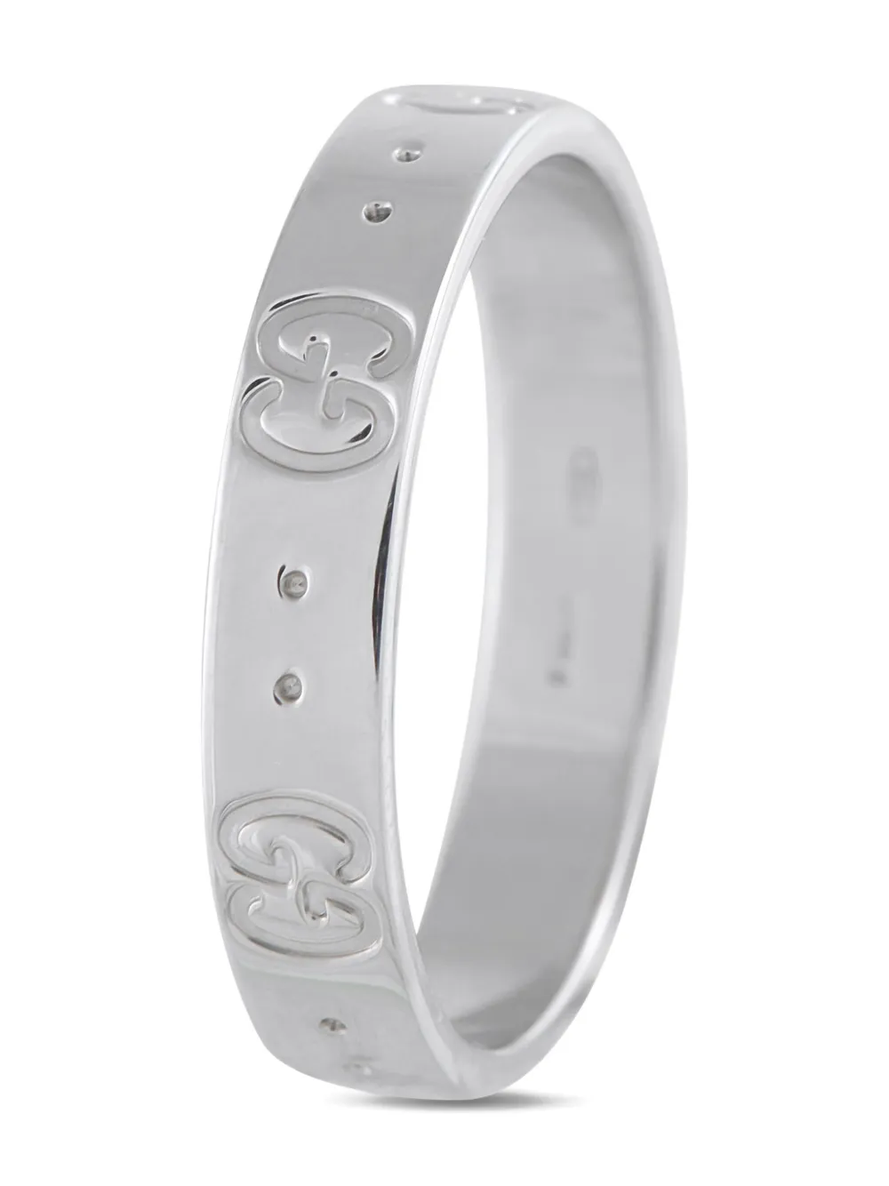 Pre-owned Gucci 18k White Gold Icon Ring In Silver