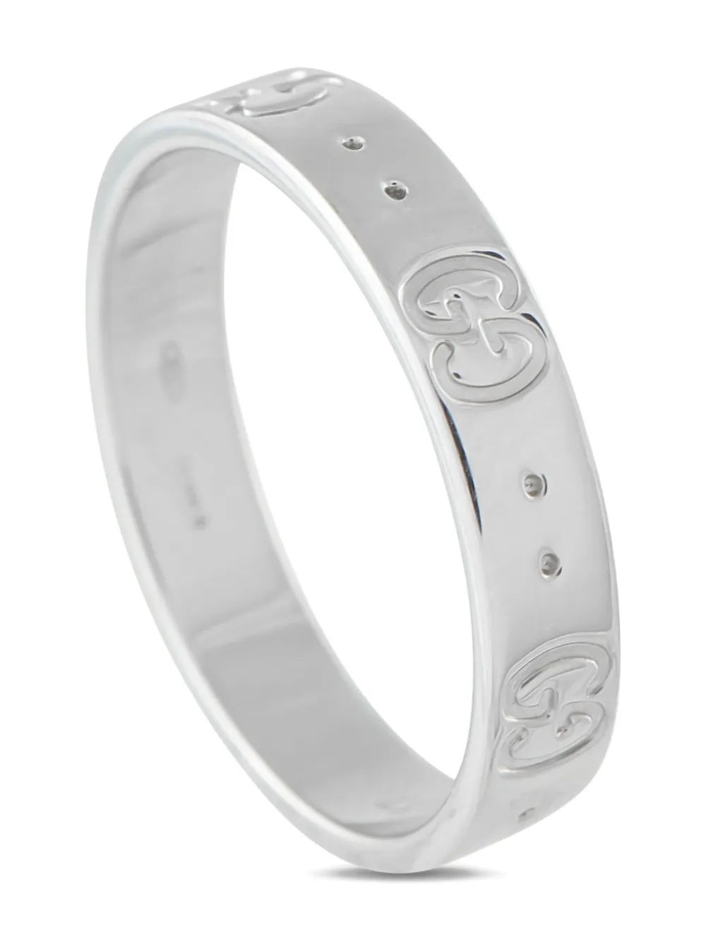 Pre-owned Gucci 18k White Gold Icon Ring In Silver