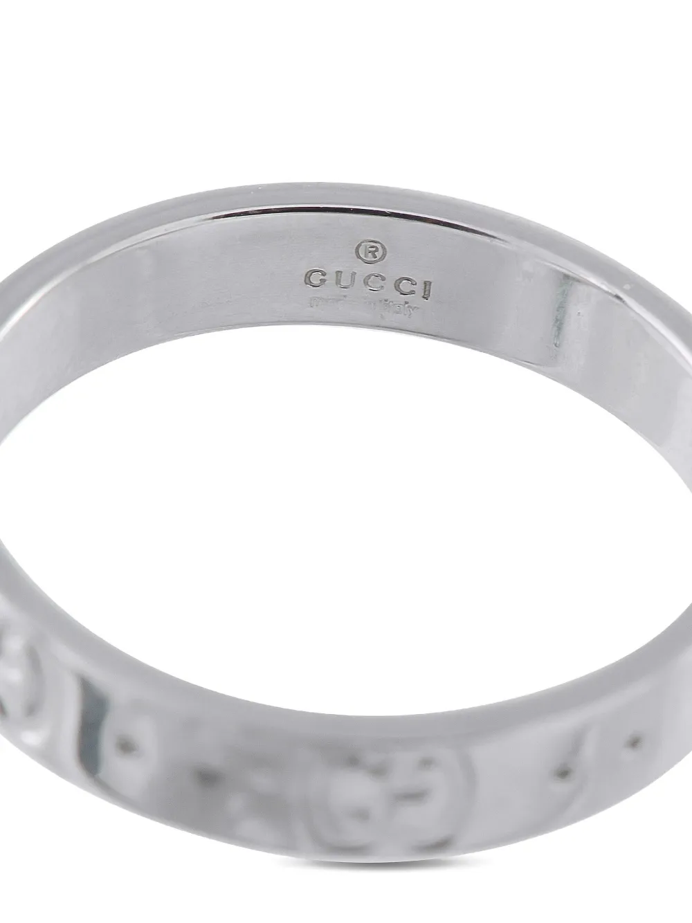 Pre-owned Gucci 18k White Gold Icon Ring In Silver