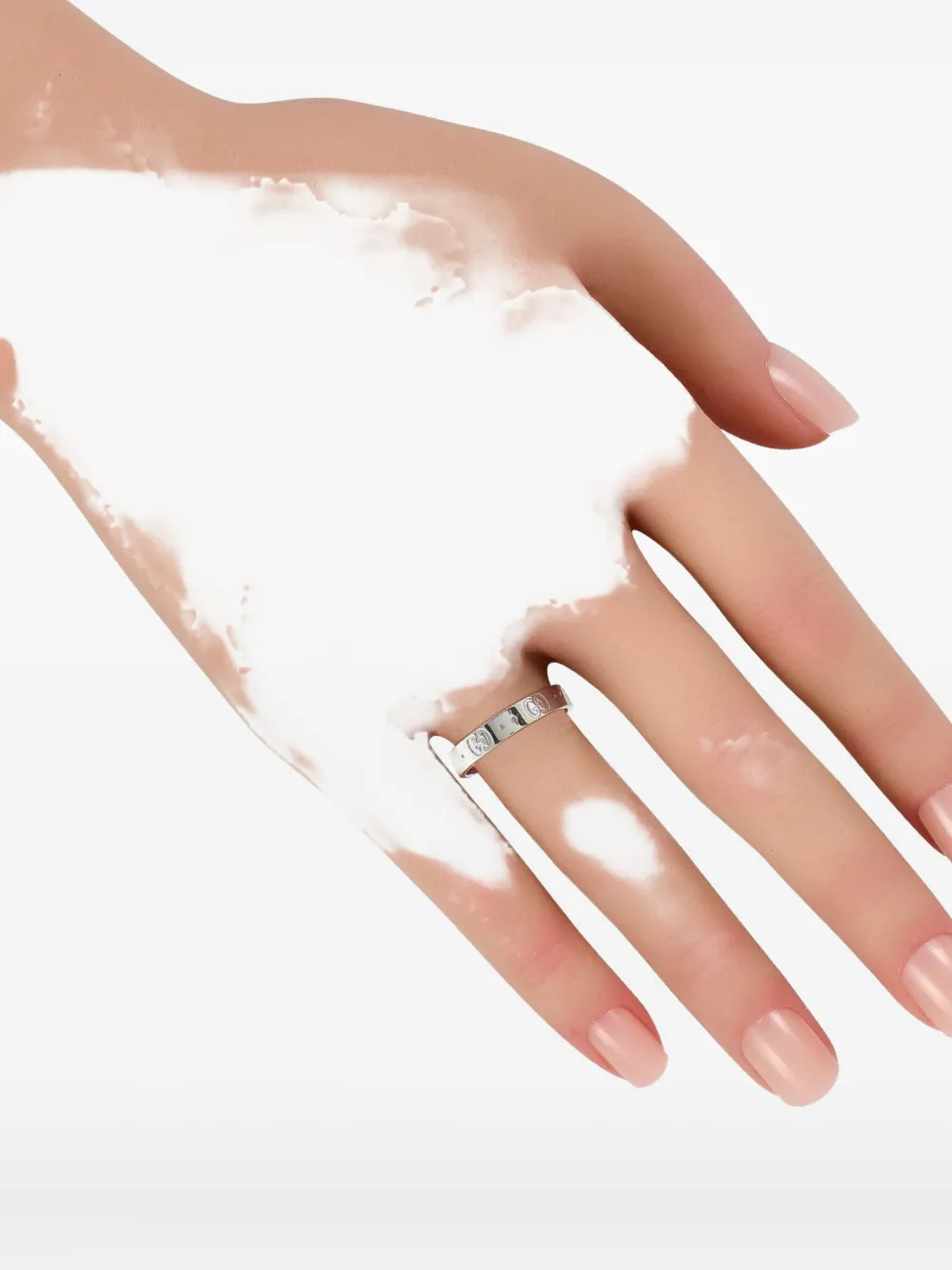 Pre-owned Gucci 18k White Gold Icon Ring In Silver