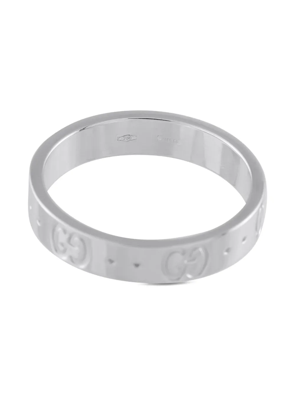 Pre-owned Gucci 18k White Gold Icon Ring In Silver