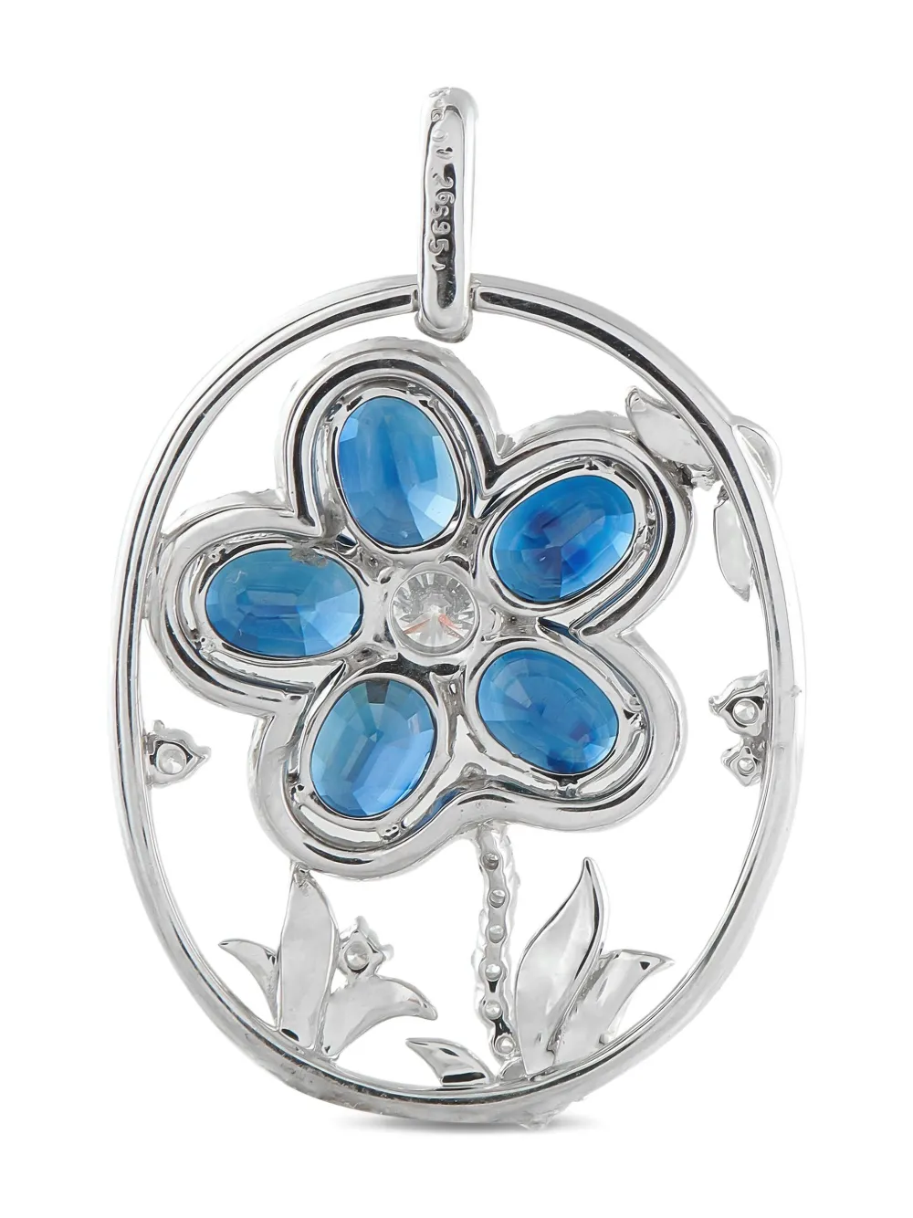 LB Exclusive platinum diamond and sapphire flower pendant - Argento