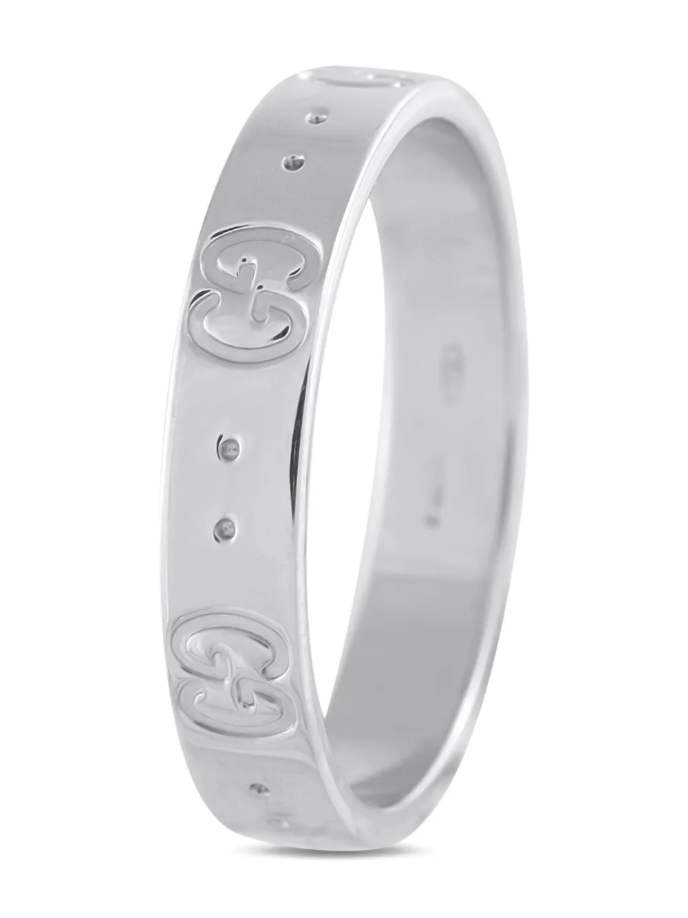 Pre-owned Gucci 18k White Gold Icon Gg Ring In Silver