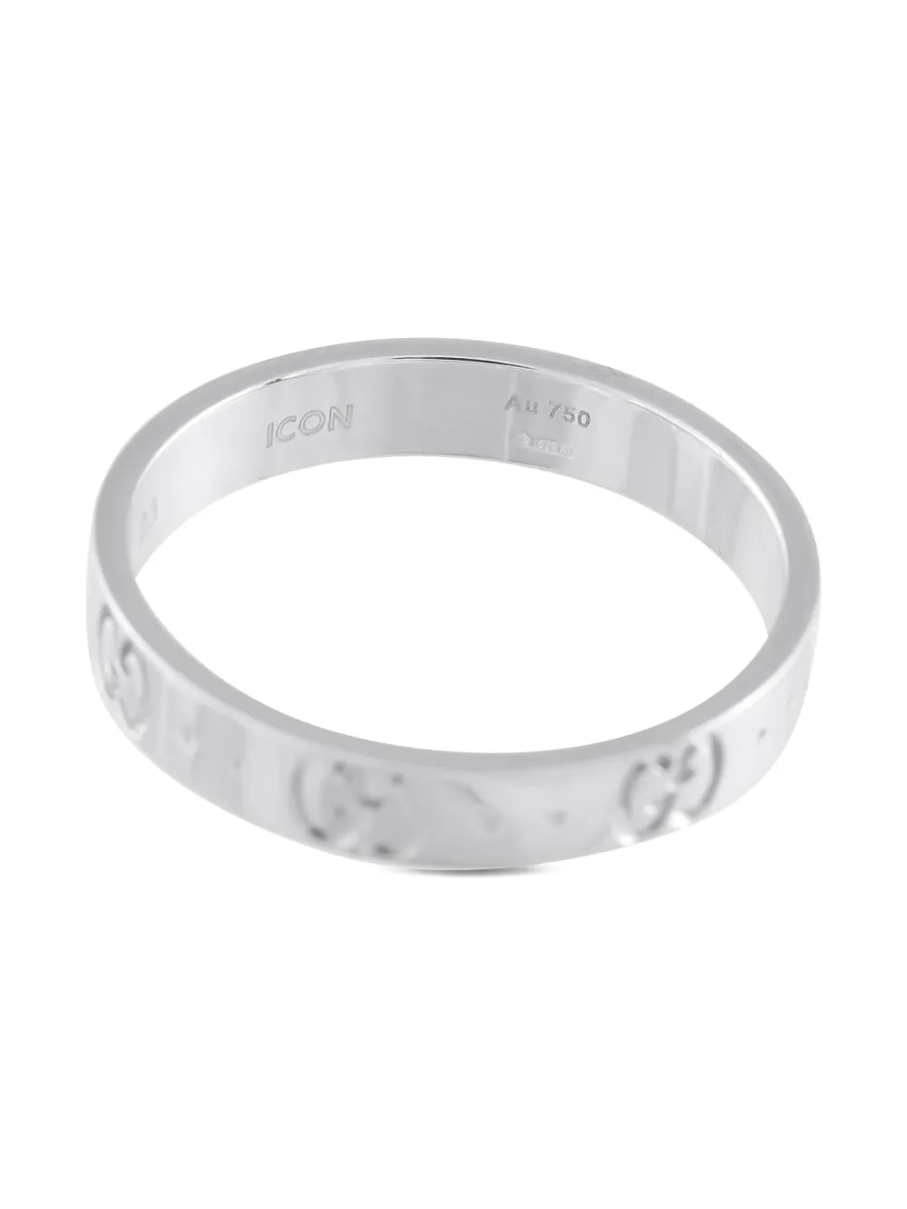 Pre-owned Gucci 18k White Gold Icon Gg Ring In Silver