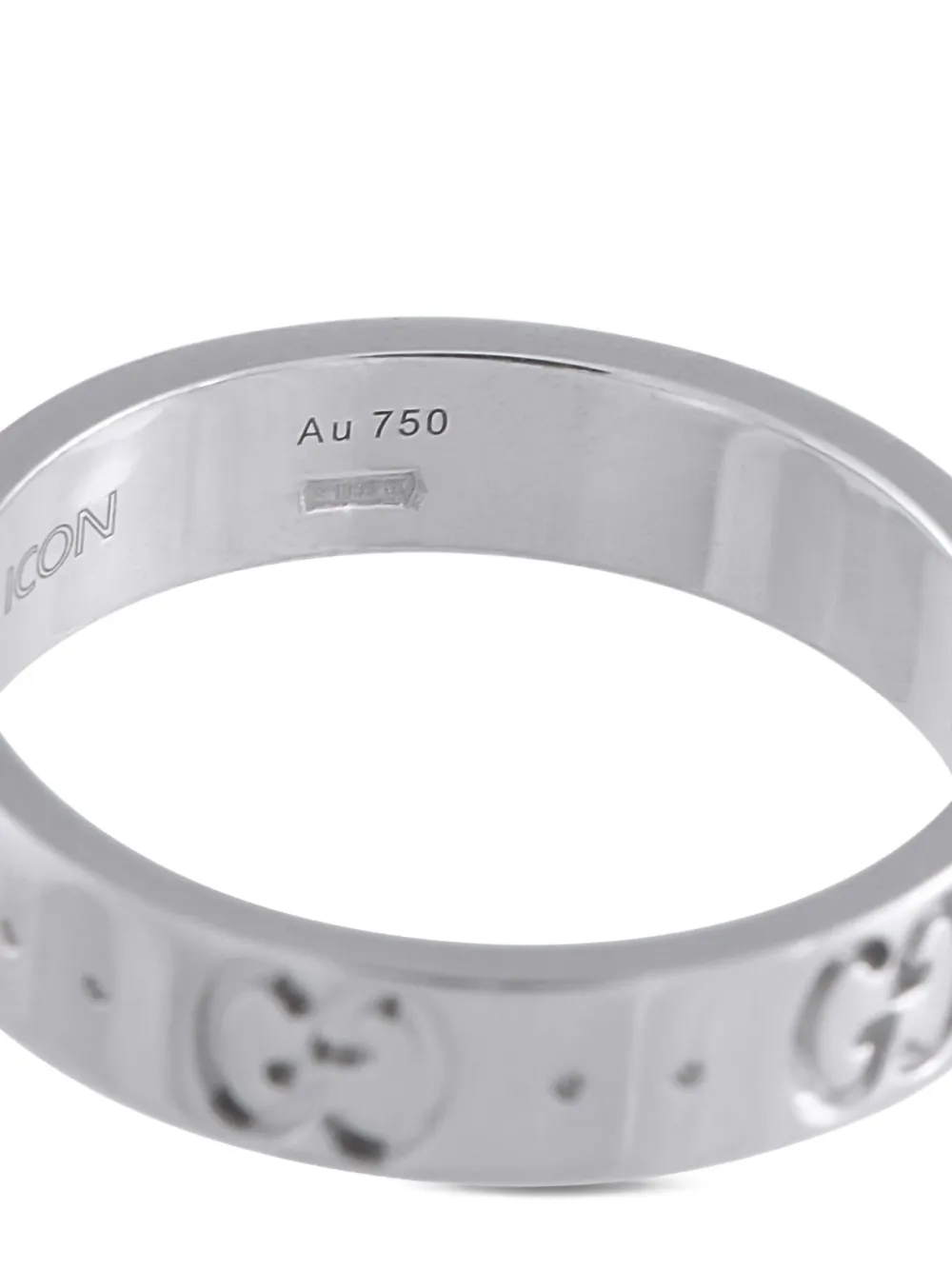 Pre-owned Gucci 18k White Gold Icon Gg Ring In Silver