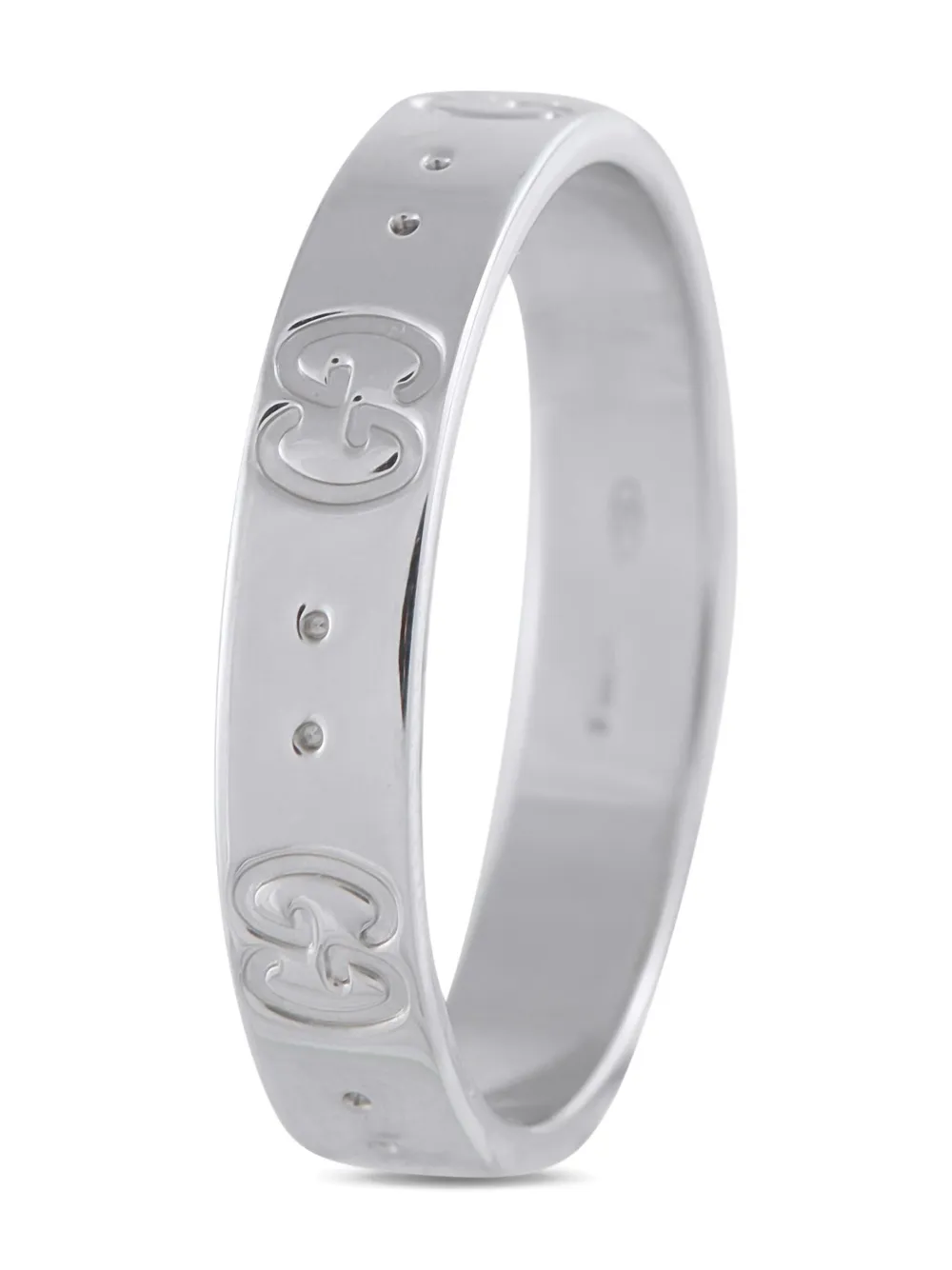 Pre-owned Gucci 18k White Gold Icon Ring In Silver